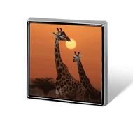 Personalized Giraffe at Sunset Lapel Pin for Men Women Cute Funny Square Brooch for Ease And Safe Aluminum Alloy Brooches Suit Dress Accessories Wedding Party