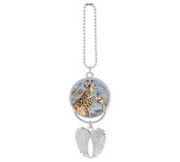 Personalized Giraffe Car Rearview Mirror Ornament Double Side Custom Photo Picture Car Hanging Pendant Accessories Alloy Angel Wings Vehicle Decoration Silver