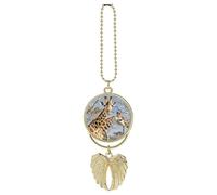 Personalized Giraffe Car Rearview Mirror Ornament Double Side Custom Photo Picture Car Hanging Pendant Accessories Alloy Angel Wings Vehicle Decoration Golden