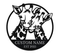 Personalized Giraffe Metal Sign, Custom Name Safari Wall Art, Nursery Animal Decor, Tall Animal Plaque, Kids Room Accent, Wildlife Lover Gift, Jungle Themed Design (Style-3)