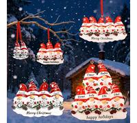 Personalized Gnome Christmas Decorations 2025 - Family of 2/3/4/5/6 Custom Name Ornament - Festive Text Resin Xmas Tree Decorations - Customized Keepsake Gift for Family (Personalized Gnome)