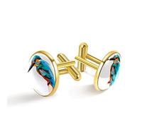 Personalized gold cufflinks for Tuxedo Shirt Lowpoly Kingfisher Bird