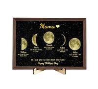 Personalized Gold Foil Moon Phase Frame Sign for Mother's Day,Custom Mom Moon Phase Photo Frames, Luna Phase Picture Art for Mom,Mothers Day Wooden Luna Print Art Frame Gifts