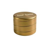 Personalized Gold Herb Grinder, 4-Piece, Custom Engraved, Metal, 3.7 cm Diameter, 100g