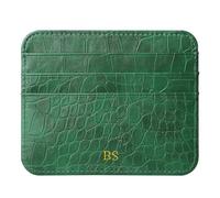 Personalized Gold Initial Name Credit Card Holder Wallet, Custom Monogram Letters Text, Crocodile Pattern PU Leather Ultra Slim Wallet, Thin Minimalist Credit Card Case Protector for Women, Brown,