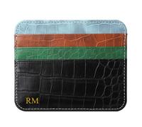 Personalized Gold Initial Name Credit Card Holder Wallet, Custom Monogram Letters Text, Crocodile Pattern PU Leather Ultra Slim Wallet, Thin Minimalist Credit Card Case Protector for Women, Brown,