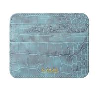 Personalized Gold Initial Name Credit Card Holder Wallet, Custom Monogram Letters Text, Crocodile Pattern PU Leather Ultra Slim Wallet, Thin Minimalist Credit Card Case Protector for Women, Brown