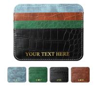 Personalized Gold Initial Name Credit Card Holder Wallet,Custom Silver letters PU Leather Ultra Slim Thin Minimalist RFID Luxury Card Protector, Front Pocket for Women Men, Brown, 4.21" x 3.43" x 0.08