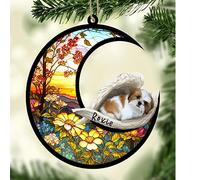 Personalized Gold White Shih tzu Dog Memorial Suncatcher, Gold White Shih tzu Christmas Ornament with Name, Pet Loss Catcher, Gifts for Dog Lovers Loss of Dog, Gold White Shih tzu Sleep on Haven