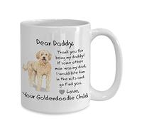 Personalized Goldendoodle Gifts for Dog dad Dear Daddy Funny Fathers Day Coffee Mug Gift from Dog bite him in The Nuts from Goldendoodle