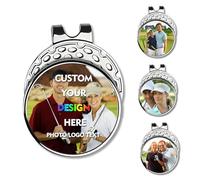 Personalized Golf Ball Markers Hat Clip, Custom Photo Text Name Logo Magnetic Ball Marker for Men/Women, Gifts for Dad Boyfriend Golfer (Style 2)