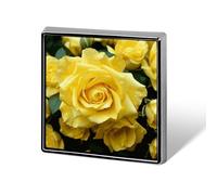 Personalized Graceful Yellow Rose Flower Lapel Pin for Men Women Cute Funny Square Brooch for Ease And Safe Aluminum Alloy Brooches Suit Dress Accessories Wedding Party
