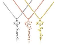 Personalized Grad Cap Name Necklace - Custom Script Initial Pendant for Class of 2026, Gold/Silver Graduation Jewelry Gift for Her, Adjustable Chain