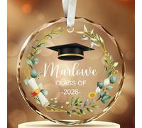 Personalized Graduation Crystal Ornaments, Class of 2026 Ornament Keepsake Gift, Clear Grad Memorial Gift Hanging Decoration (Graduation 02)
