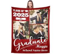 Personalized Graduation Photo Blanket with Picture | Cool Class of 2025 Graduation Gifts Customized Blanket Holiday Decor, High School/College/Masters Flannel Custom Blanket Grad Congrats Gifts