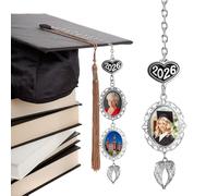 Personalized Graduation Tassel Photo Charm with Angel Wings, Memorial Keepsake for Him or Her, Custom Photo Pendant for Class of 2026, Gold, Silver, Black, or Bronze