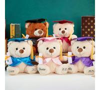 Personalized Graduation Teddy Bear Gift 2025 for Her Him, College, High School, 8.5 Inch - Cute Custom Bear with Gown, Add Your Name and Year on The Feet