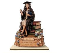 Personalized Graduation Wooden Block Plaque, Class of 2026 Keepsake Desktop Decorative Sign, for Souvenir Inspirational Student Achievement Art