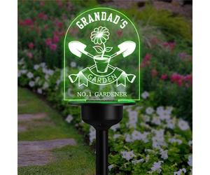 Personalized Grandad's Garden No.1 Gardener Solar Light Memorial Solar Lawn Lights Garden Yard Stakes Acrylic Cemetery Grave Marker Grandpa Stake Sign Sympathy Gift for Grandma Grandpa Family Friends