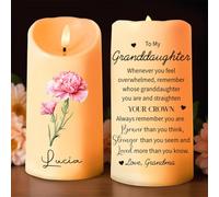 Personalized Granddaughter LED Candle | Birth Month Flower & Custom Name | Motivational Straighten Your Crown Gift from Grandma