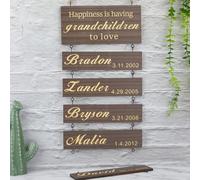 Personalized Grandkids Wooden Sign with Names,Family Name Sign Wall Decor,Decorative Signs & Plaques,Custom GrandmaGrandfather Gifts for Mothers Day,Father's Day (Coffee)