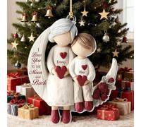 Personalized Grandma and Grandchild Moon Love Ornaments,Custom I Love You to The Moon and Back Ornament,Acrylic 2D Flat Ornament Grandma & Grandpa Sitting on Moons Pendant for Christmas Tree (boy)