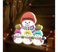Personalized Grandma Grandpa and Grandkids Snowman Light Box, 3D Effect Personalized LED Light Box, Family Snowman Lights with Names, Gifts for Grandparents Mom Dad Christmas Birthday (Mix Color A)