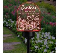 Personalized Grandma's Flower Garden with Love From Grandkid Solar Light Memorial Solar Lawn Lights Garden Yard Stakes Acrylic Cemetery Grave Marker Sympathy Gift for Grandma Grandpa Family Friends