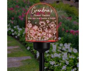 Personalized Grandma's Flower Garden with Love From Grandkid Solar Light Memorial Solar Lawn Lights Garden Yard Stakes Acrylic Cemetery Grave Marker Sympathy Gift for Grandma Grandpa Family Friends