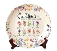 Personalized Grandma's Garden Flower Platter,Custom Birth Month Flower Display Plate,Living Room Dining Room Decoration,Personalized Dishes，Custom Name Family Member Tray Gifts