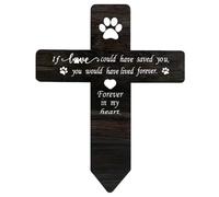 Personalized Grave Pet Memorial Stake With Picture Name Dog Print Plaque Cross Sign Garden Stake Outdoor Cemetery Sign Ground Plug Cat Rabbit Yard Plaques (B)