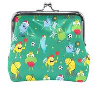 Personalized Green Leather Monsters Cute Monsters Pattern for Women Girls Animal Print Kiss Lock Small Coin Purse Cute Monsters Green Classic Cute Monsters Green, Cute Monsters Green, Classic