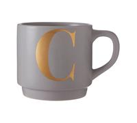 Personalized Grey C Letter Mug,Porcelain Coffee Cup With Gold Letter Accent,Perfect For Stylish Gifting
