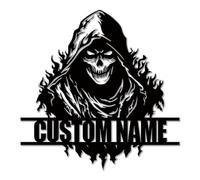 Personalized Grim Reaper Metal Sign, Gothic Skeleton Wall Art, Custom Skull Decor, Horror Theme Gift, Dark Fantasy Room Accent (Type-1)