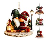 Personalized Growing Old Together Since Gnome Couple Ornament Custom Name Acrylic Christmas Tree Ornaments Gifts for Couples Grandparents Husband Wife Parents Birthday Wedding Engaged