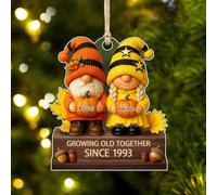 Personalized Growing Old Together Since Gnome Couple Ornament Custom Name Acrylic Christmas Tree Ornaments Gifts for Couples Grandparents Husband Wife Parents Birthday Wedding Engaged