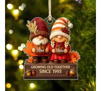 Personalized Growing Old Together Since Gnome Couple Ornament Custom Name Acrylic Christmas Tree Ornaments Gifts for Couples Grandparents Husband Wife Parents Birthday Wedding Engaged