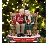 Personalized Growing Old Together Since Ornament Custom Couple Cartoon Portrait Hanging Ornaments Tree Decor Gifts for Husband Wife Grandpa Grandma Anniversary Wedding Xmas