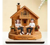Personalized Growing Together Since Valentines Anniversary Couple Wooden Sign Plaque Desk Figurines, Custom Love Couple Wood Plaque Figurines Signage Gifts for Him Her Boyfriend Girlfriend