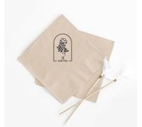 Personalized Guest Napkins with Rose Arch Design, Custom Name, Cream Colour