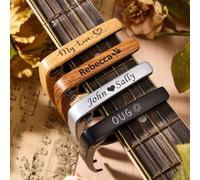 Personalized Guitar Capo Custom Engraved Wooden/Metal Capos Guitarist Music Teacher Groomsmen Gifts for Him Dad Men Husband Boyfriend Gift Musician Band Guitar Accessories (1pcs)