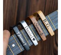 Personalized Guitar Capo Wood Metal Guitarist Gift Custom Classic Guitar Capo Bestman Valentines Birthday Wedding Favors for Him Customized Gifts (2pcs)