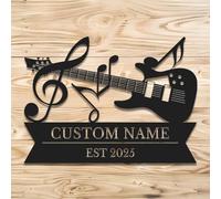 Personalized Guitar Metal Sign - Custom Music Wall Art, Rockstar Gift, Band Room Decor, Durable Metal Name Plaque for Musicians & Music Lovers (Style-2)