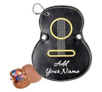 Personalized Guitar Pick Case with Name/Text, Custom Name on The Guitar-Shaped Guitar Pick Holder Picks Storage Bag for Guitar Lovers, Personalized Guitar Picks Holder Case with 17 Slots (Black)