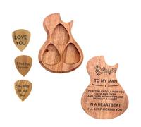 Personalized Guitar Picks with Case, 3 Pack Guitar Pick Case Wood, Wooden Guitar Picks and Case Personalized for the Perfect Gift,E