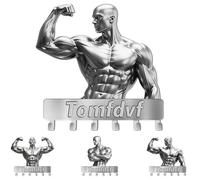 Personalized Gym Muscle Man Storage Rack, Custom Name Bodybuilder Metal Wall Hooks, Gifts for Fitness Lovers, Workout Room Decor, Home Gym Accessories Hanger, Key Hanger for Gym Doorway Office