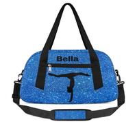 Personalized Gymnastics Bag Dance Bag for Girls, Personalized Custom Kids Duffle Bags, Customized Sports Gym Bag Weekender Overnight Bag Travel Duffel Bag, Blue Glitter Gymnastics, 18.5x9.44x7.87 in
