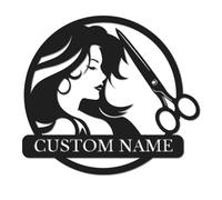 Personalized Hair Salon Metal Sign, Custom Name Beauty Wall Art, Stylist Salon Decor, Beauty Shop Plaque, Hairdresser Gift, Modern Salon Sign, Salon Grand Opening Gift (Style-2)