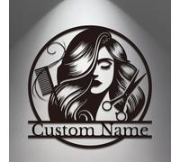 Personalized Hair Stylist Metal Wall Art - Custom Salon Sign for Beauty Professionals - Unique Gift for Hairstylists & Cosmetologists (Style-2)
