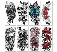 Personalized Half-Sleeve Temporary Tattoos Featuring Animals, Pirates, Skulls, And Are Colorful, Waterproof, Sweatproof, And Realistic. 190 * 95MM